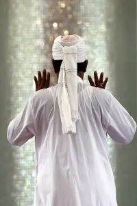 Turban Prints: Muslim man praying, Masjid Ar-Rohmah mosque, Chau Doc, Vietnam, Indochina, Southeast Asia
