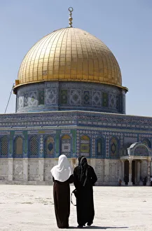 View From Behind Prints: Muslim women at the Dome of the Rock, Jerusalem, Israel, Middle East