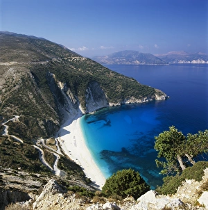 Cephalonia Prints: Myrtos Beach, north-west coast, Kefalonia, Ionian Islands, Greek Islands, Greece, Europe