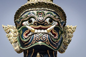 Religious Icon Prints: Mythical temple guard (Yaksha), Wat Phra Kaew, Bangkok, Thailand