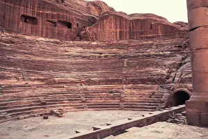 Theatres Prints: Nabatean theatre carved out solid rock of the mountains