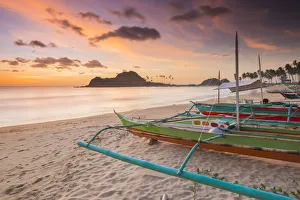 Wood Material Prints: Nacpan Beach, El Nido, Palawan, Mimaropa, Philippines, Southeast Asia, Asia