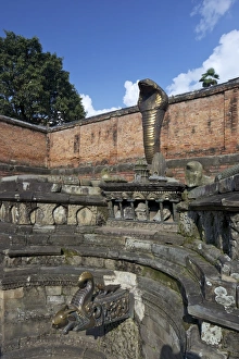 Bhaktapur Prints: Naga Pokhari, 17th century royal baths, serpent water tank, courtyard of Royal Palace