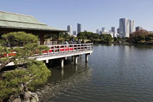 Chuo Prints: Nakajima Teahouse, Hamarikyu Gardens, Chuo, Tokyo, Japan, Asia