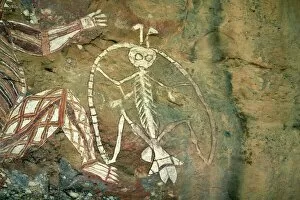 Images Dated 25th July 2008: Namarrgon, the Lightning Man, one of the supernatural ancestors depicted at the aboriginal rock art site at Nourlangie Rock