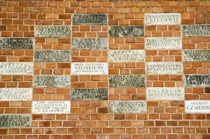 Polish Prints: Names in the wall on way up to the Royal Castle area