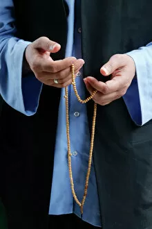 Close Up View Gallery: Naqshbandi Muslim praying with prayer beads, Lefke, Cyprus, Europe