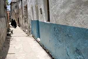 Covered Prints: Narrow alley with Moslem women, Old Town, Lamu Island, UNESCO World Heritage Site