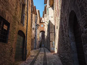 Old Towns Prints: A narrow alley in Todi old town center, Todi, Umbria, Italy, Europe