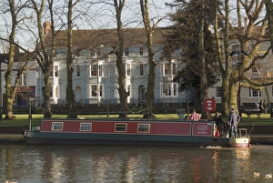 Canal Boat Prints: Narrow boat on River Avon, Evesham, Worcestershire, Midlands, England, United Kingdom