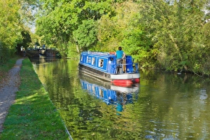 Canal Prints: A narrow boat on the Stratford upon Avon canal, Preston Bagot flight of locks