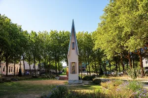 Artist Prints: Narrow House installation by artist Erwin Wurm demonstrates unique architecture in a garden space in Le Havre
