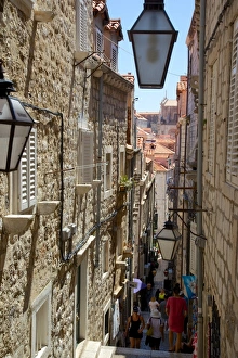 Lamps Prints: Narrow back street, Dubrovnik, Dalmatia, Croatia, Europe