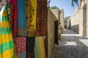 Choice Prints: Narrow street and fabric shop in Al Fahidi Historical Centre, Bur Dubai, Dubai, United