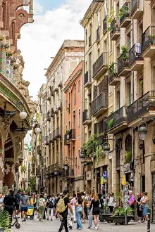 Old City Prints: Narrow street in the Gothic quarter (Barri Gotic) of old City