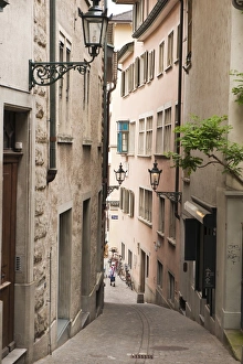 Alley Way Prints: Narrow street in Old Town, Zurich, Switzerland, Europe