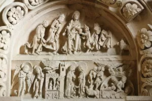 Images Dated 24th December 2007: Narthex tympanum, Vezelay Basilica, UNESCO World Heritage Site, Vezelay, Yonne, Burgundy