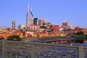 Nashville Prints: Nashville skyline and Shelby Pedestrian Bridge