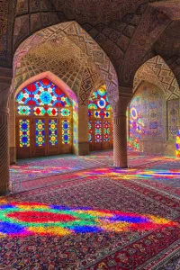 Artistic Prints: Nasir-ol-Molk Mosque (Pink Mosque), light patterns from colored stained glass
