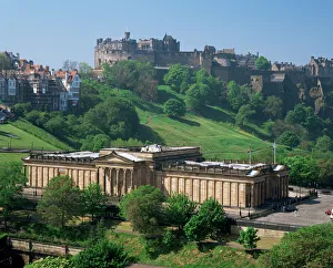 Edinburgh Prints: National Gallery and the Castle, Edinburgh, Lothian, United Kingdom, Europe