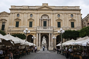 National Library with cafes in Valetta, UNESCO World Heritage Site, Malta, Europe