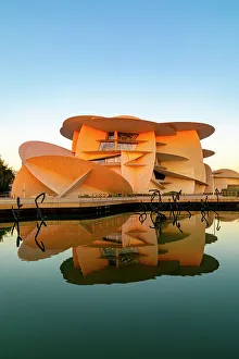 Qatar Prints: National Museum of Qatar at sunrise, Doha, Qatar, Middle East