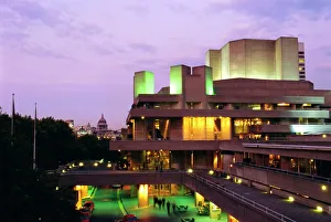 Radiant Prints: The National Theatre in the evening, South Bank, London, England, UK