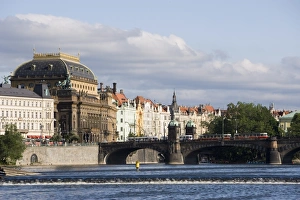 Czech Prints: National Theatre, River Vltava, Old Town, Prague, Czech Republic, Europe