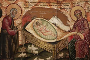 Mary Prints: The Nativity, 1701, Vologdda. Ivan Markov, Russian Museum, St. Petersburg, Russia, Europe
