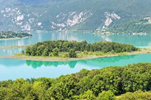 Enjoyment Prints: Natural Lake of Aiguebelette, department of Savoie, Rhone-Alpes region, France, Europe