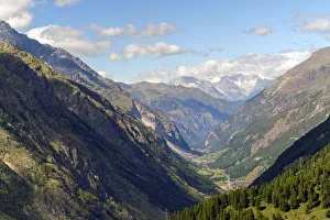 Natural landscape of the Swiss Alps and Valleys near Zermatt, Valais, Switzerland, Europe