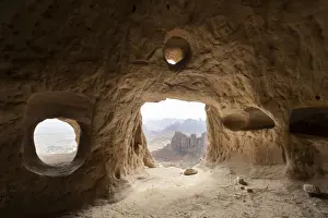 Ethiopia Prints: Natural windows inside cave at the entrance of Daniel Korkor rock-hewn church