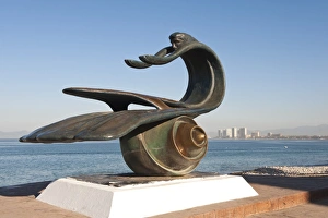 Malecon Prints: Nature As Mother sculpture on the Malecon, Puerto Vallarta, Jalisco, Mexico, North America