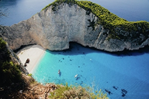 Cliffside Prints: Navagio beach with the famous wrecked ship, Zante (Zakynthos), Greek Islands, Greece