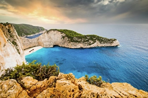 Shipwreck Prints: Navagio beach with the famous wrecked ship, Zante (Zakynthos), Greek Islands, Greece