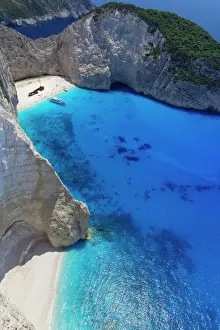 Calmness Prints: Navagio Beach and shipwreck at Smugglers Cove on the coast of Zakynthos