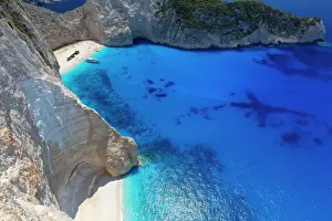 Navagio Beach and shipwreck at Smugglers Cove on the coast of Zakynthos, Ionian Islands, Greek Islands, Greece, Europe