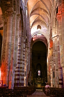 Nave Prints: Nave and columns, St. Julian Basilica (St. Julien Basilica) dating from the 9th century
