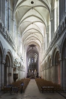 Altar Prints: Nave of the Notre-Dame Cathedral, Bayeux, Normandy, France, Europe