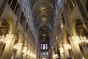 Cathedrals Prints: Nave, Notre-Dame de Paris cathedral, Paris, France, Europe