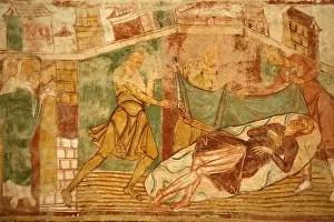 Eroded Prints: Nave vault painting of Old Testament scene involving Noah
