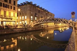 Images Dated 27th June 2008: Naviglio Grande at dusk, Milan, Lombardy, Italy, Europe