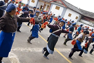 Naxi Prints: Naxi women dancing, Baisha, Yunnan, China, Asia