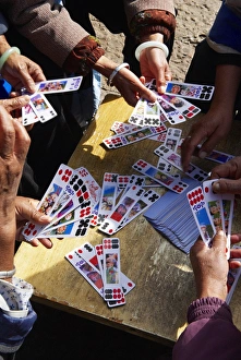Lifestyles Prints: Naxi women playing a local game of cards, Lijiang, Yunnan, China, Asia