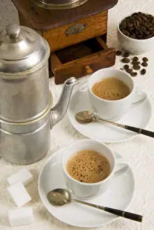 Campania Prints: Neapolitan coffee, Neapolitan coffee machine and coffee grinder, Naples