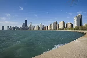 Near North skyline and Gold Coast, from Lake Michigan, Chicago, Illinois