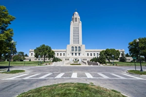 Pedestrian Crossing Prints: Nebraska State Capitol, Lincoln, Nebraska, United States of America, North America