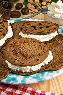 Ethnic Food Prints: Necci, flatbread made with chestunt flour, filled with ricotta cheese, Tuscany