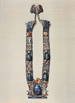 Beetle Prints: Necklace with pendant in the form of a boat showing a scarab