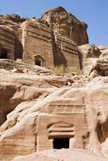 Images Dated 10th October 2007: Necropolis, Facade Street, Petra, UNESCO World Heritage Site, Jordan, Middle East